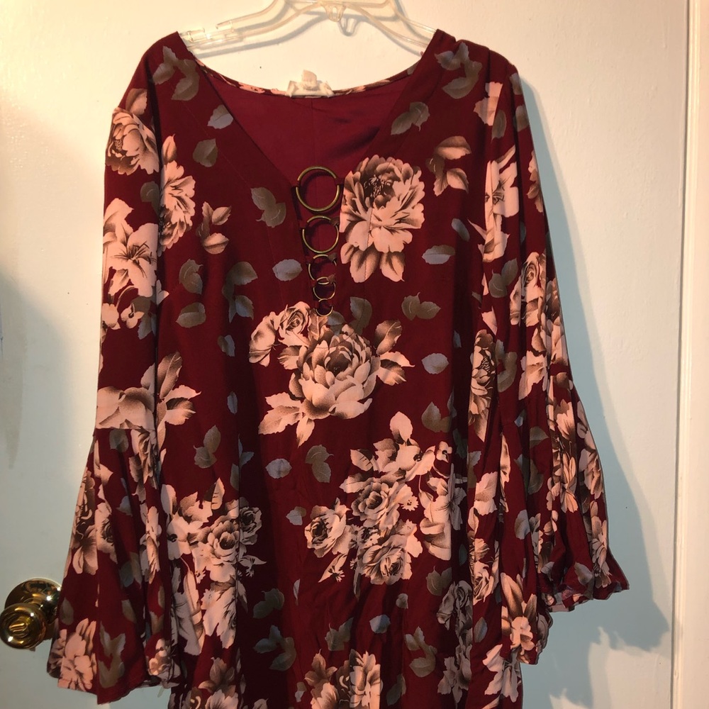 Floral dress with bell sleeves